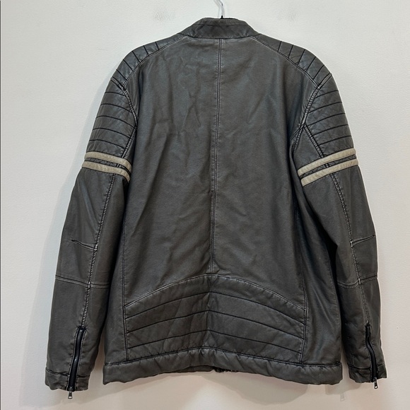 BKE Jacket Brown‎ Faux Leather Full Zip Lined Biker Moto Wolverine Size Large - Picture 8 of 8